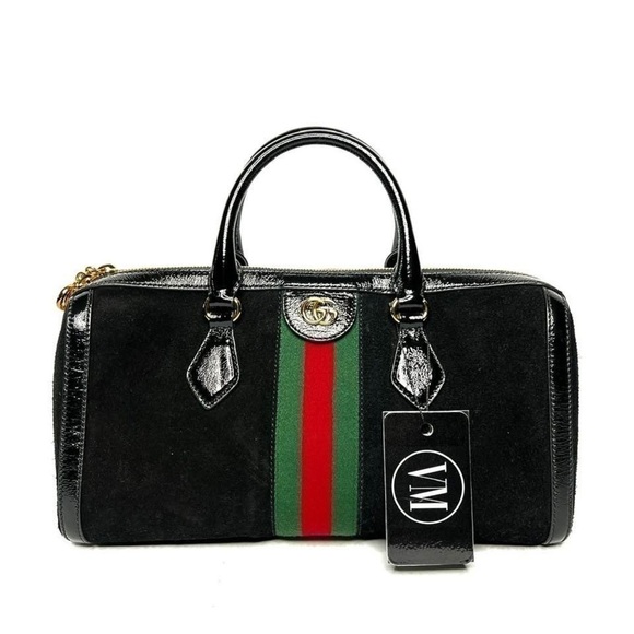 Gucci Handbags - GUCCI • SUEDE VINTAGE WEB OPHIDIA TOP HANDLE BAG W/ STRAP & DUST BAG